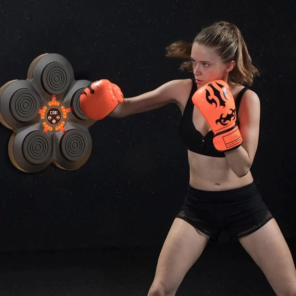 Music Boxing Machine, Wall Mounted Boxing Machine with Bluetooth, Smart Boxing Trainer with Light and Sound Feedback