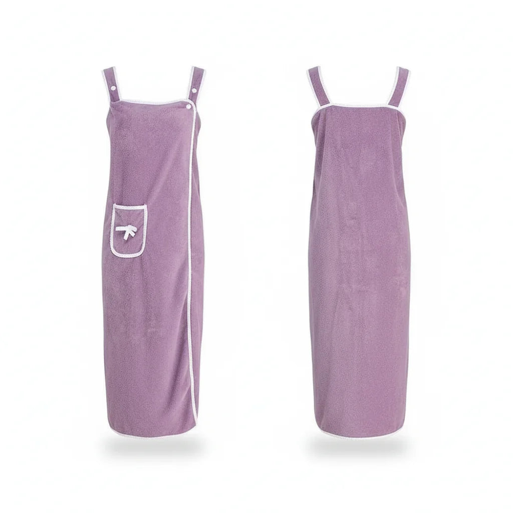 Womens Bathrobe in Coral Fleece, Ladies Dressing Gown with Snap Closure, Womens Dressing Gown Off Shoulder, Bath Robe_16