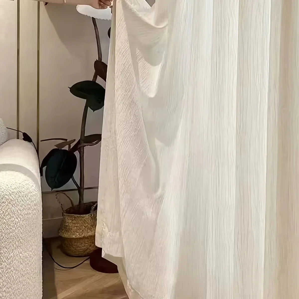Net Curtains Crinkle Textured, Voile Curtains for Living Room and Bedroom, Sheer Curtains Light Filtering_04