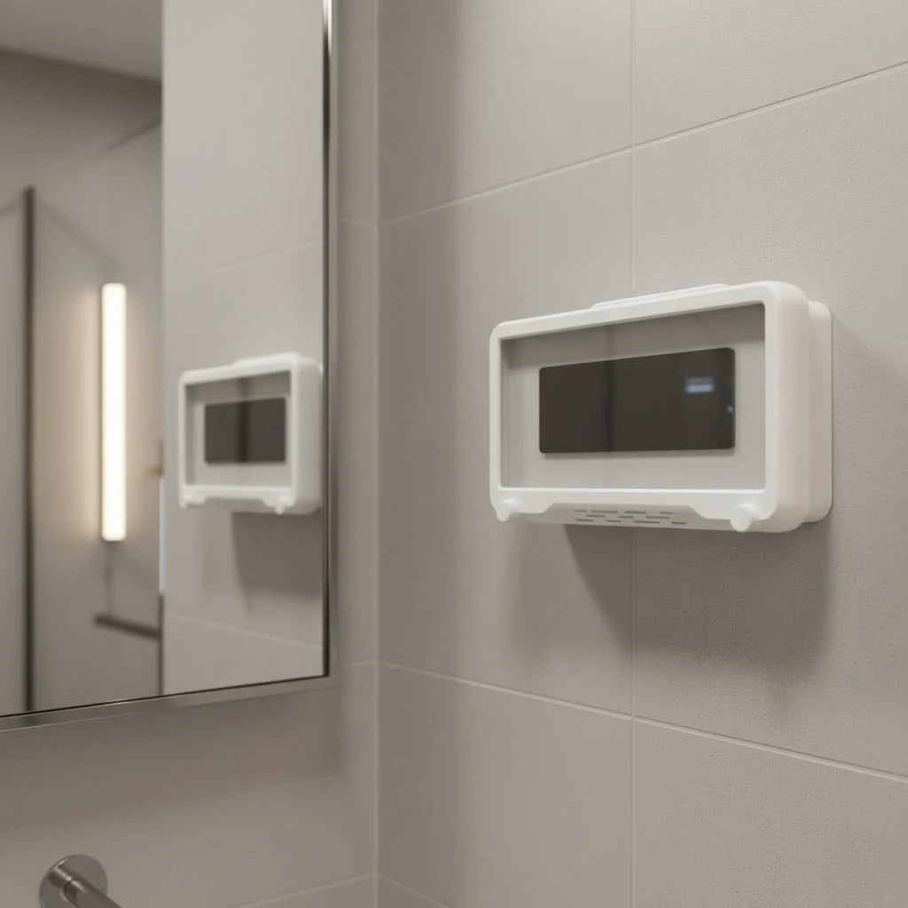 Waterproof Phone Holder for Bathroom and Kitchen, Rotating Mobile Phone Holder with Touch Cover, Bathroom Accessories