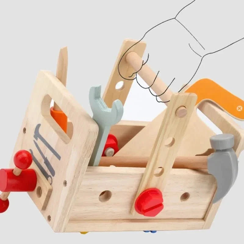 Kids Wooden Tool Kit, Montessori Toys with Toy Tools, Wooden Toys for Role Play, Builder Toys for Creative Play_04