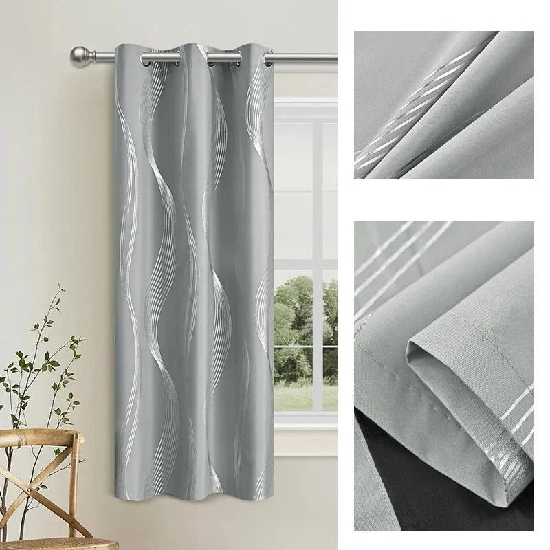 Blackout Curtains with Eyelets, Patterned Curtains in Marble and Wave Print for Living Room, Bedroom Curtains_09