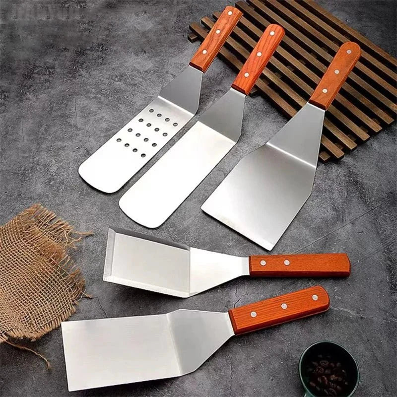 Metal Spatula for Grill and Kitchen, Stainless Steel Spatula in Several Head Styles, Cooking Spatula, BBQ Accessories