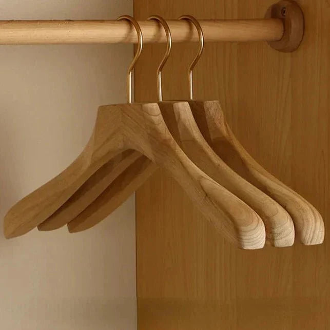Wooden Coat Hangers, Wide Wooden Clothes Hangers for Wardrobe, Trouser Hangers, Set of 3 for Clothes Storage_04