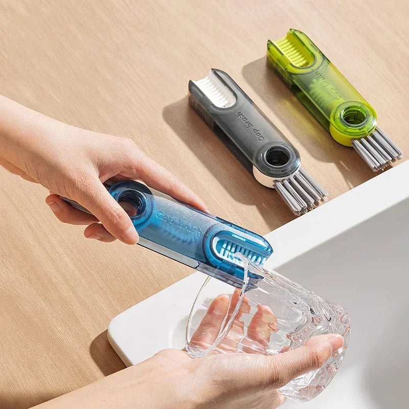 Bottle Brush, Three Head Bottle Cleaning Brush for Cups and Glasses, Washing Up Brush with Suction Cup for Kitchen Sink_01