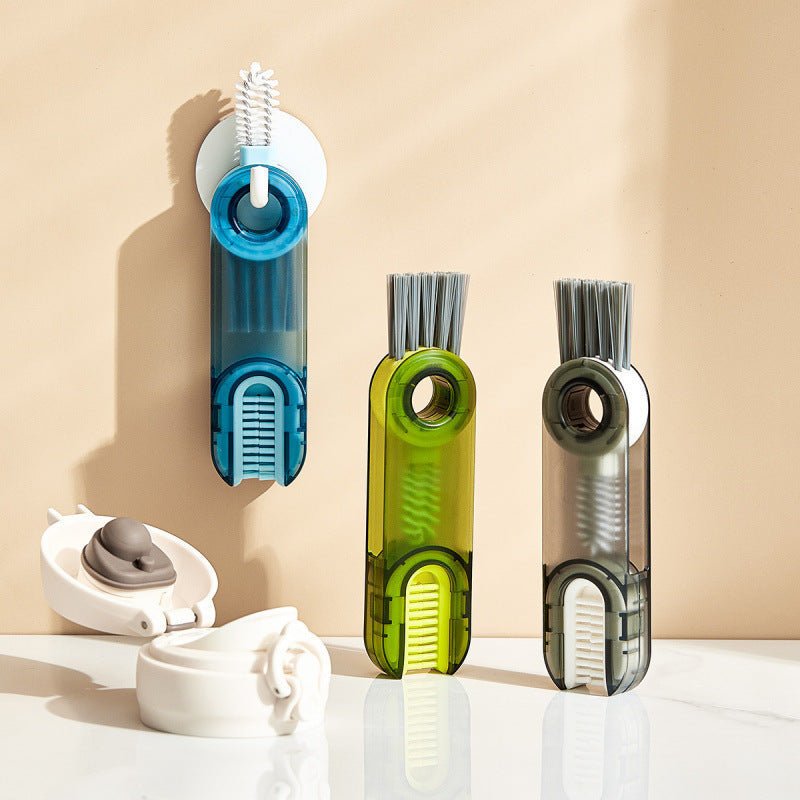 Bottle Brush, Three Head Bottle Cleaning Brush for Cups and Glasses, Washing Up Brush with Suction Cup for Kitchen Sink_02