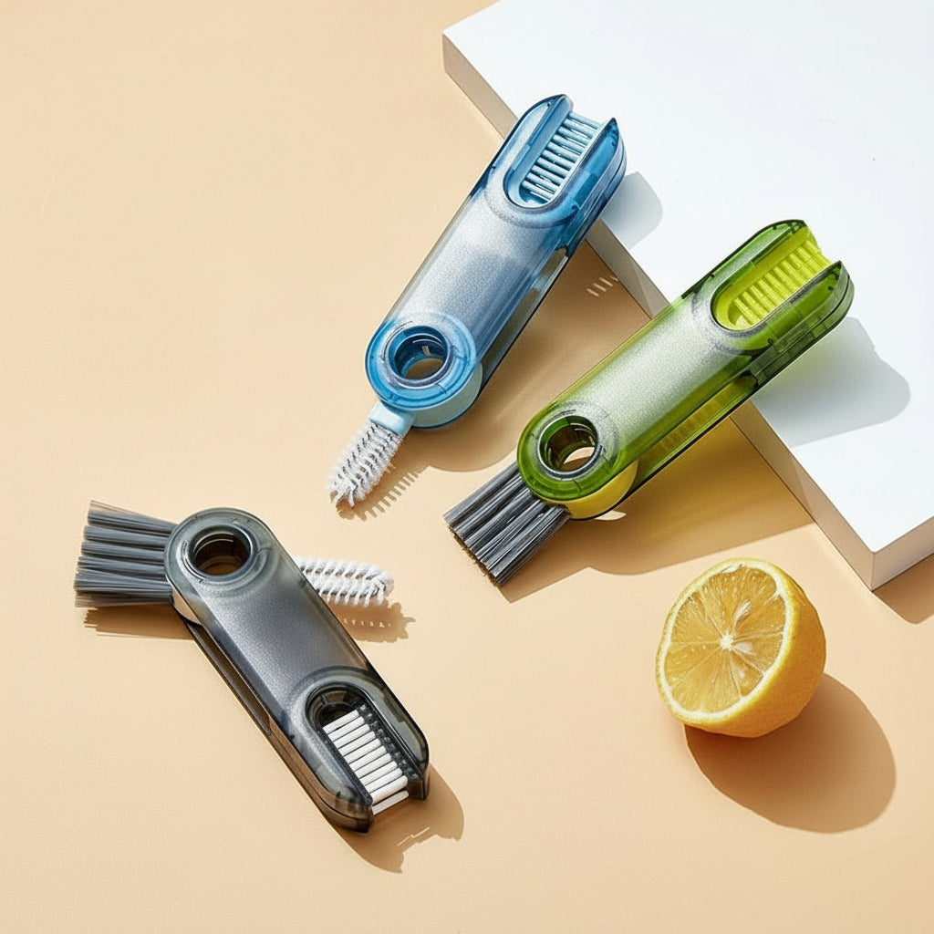 Bottle Brush, Three Head Bottle Cleaning Brush for Cups and Glasses, Washing Up Brush with Suction Cup for Kitchen Sink_03