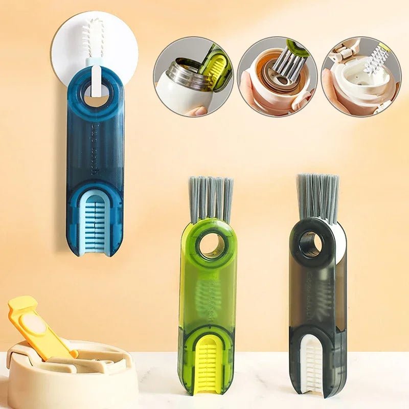 Bottle Brush, Three Head Bottle Cleaning Brush for Cups and Glasses, Washing Up Brush with Suction Cup for Kitchen Sink_04