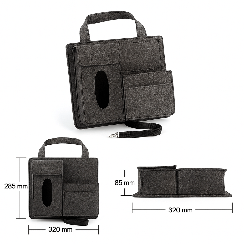Car Seat Organiser, Back Seat Organiser with 4 Pockets, Felt Car Organiser for Kids, Car Seat Back Protector_06