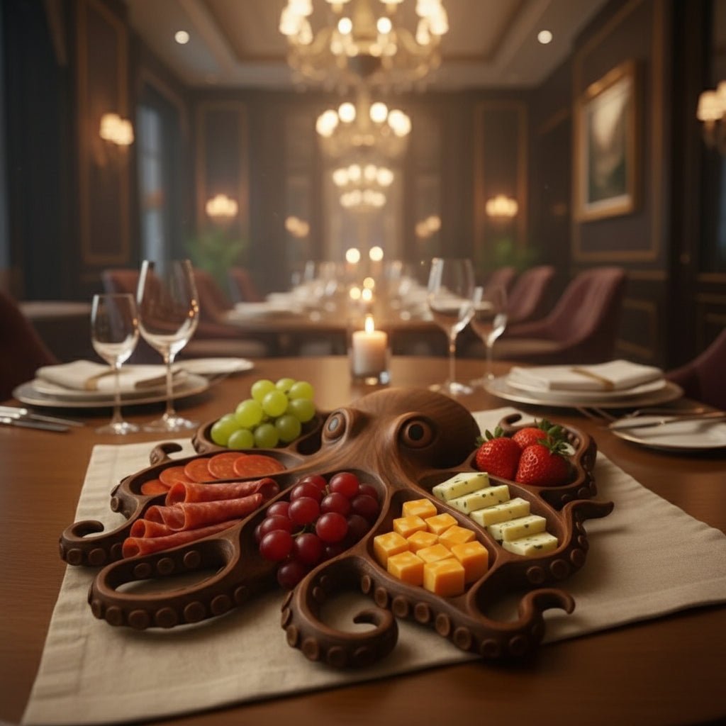 Charcuterie Boards, Octopus Cheese Board, Wooden Grazing Board, Cheese Platter for Meat and Appetisers