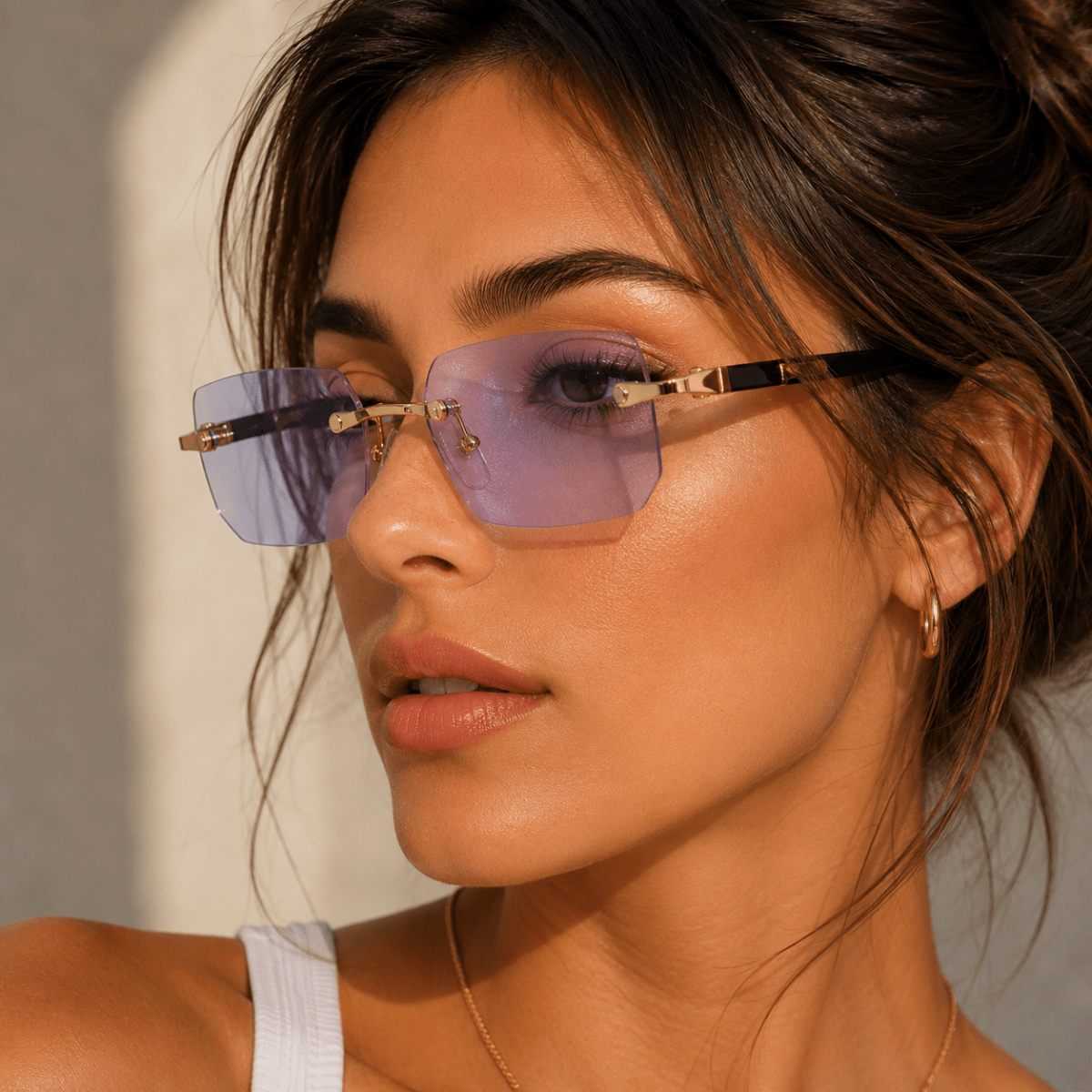 Rectangular Sunglasses UV400, Rimless Sunglasses for Driving and Travel, Frameless Glasses with UV Protection_10