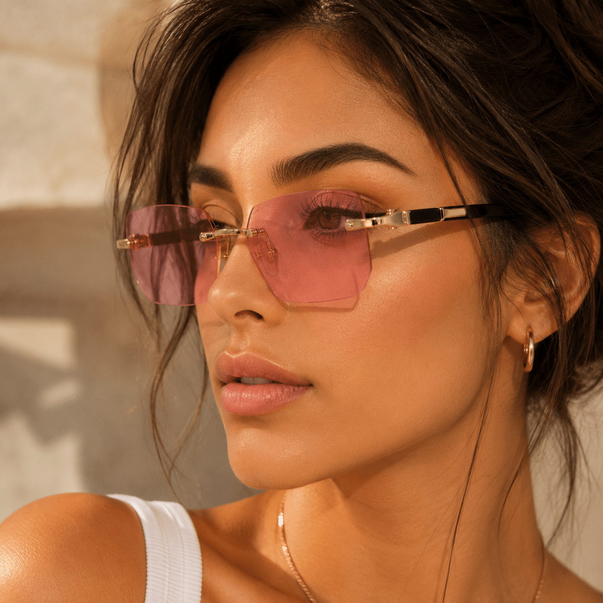 Rectangular Sunglasses UV400, Rimless Sunglasses for Driving and Travel, Frameless Glasses with UV Protection_09