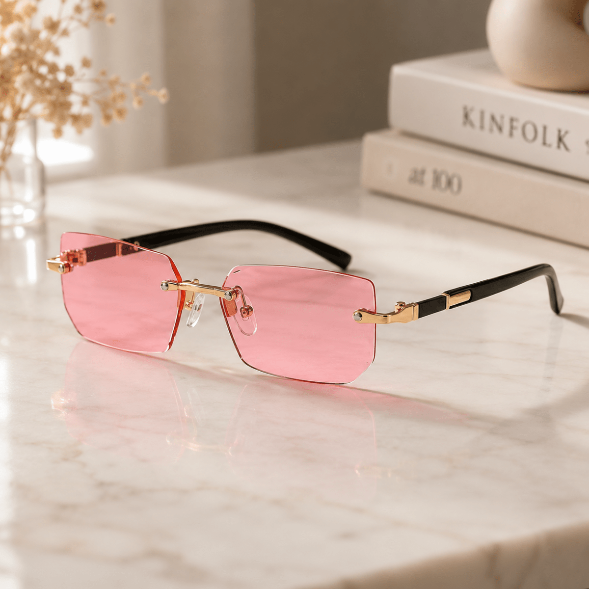 Rectangular Sunglasses UV400, Rimless Sunglasses for Driving and Travel, Frameless Glasses with UV Protection_19
