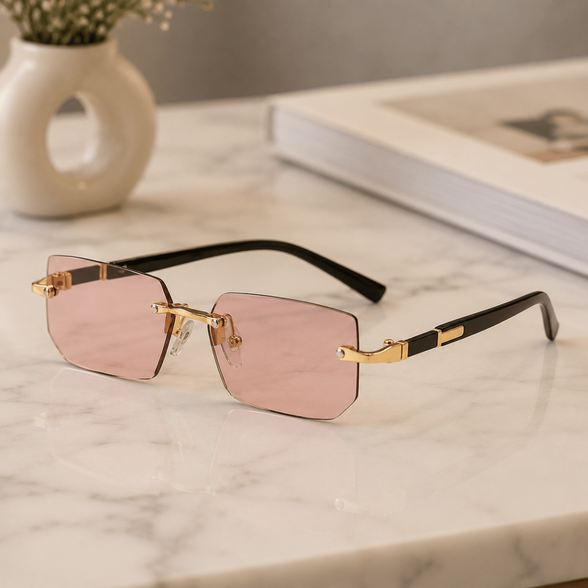 Rectangular Sunglasses UV400, Rimless Sunglasses for Driving and Travel, Frameless Glasses with UV Protection_12