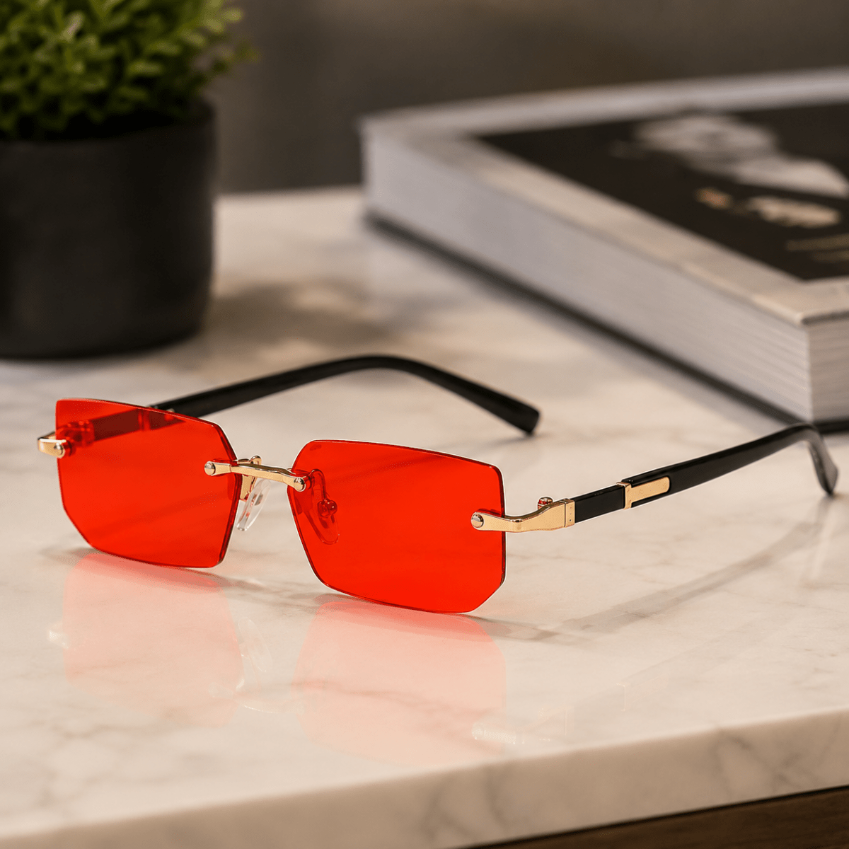 Rectangular Sunglasses UV400, Rimless Sunglasses for Driving and Travel, Frameless Glasses with UV Protection_13