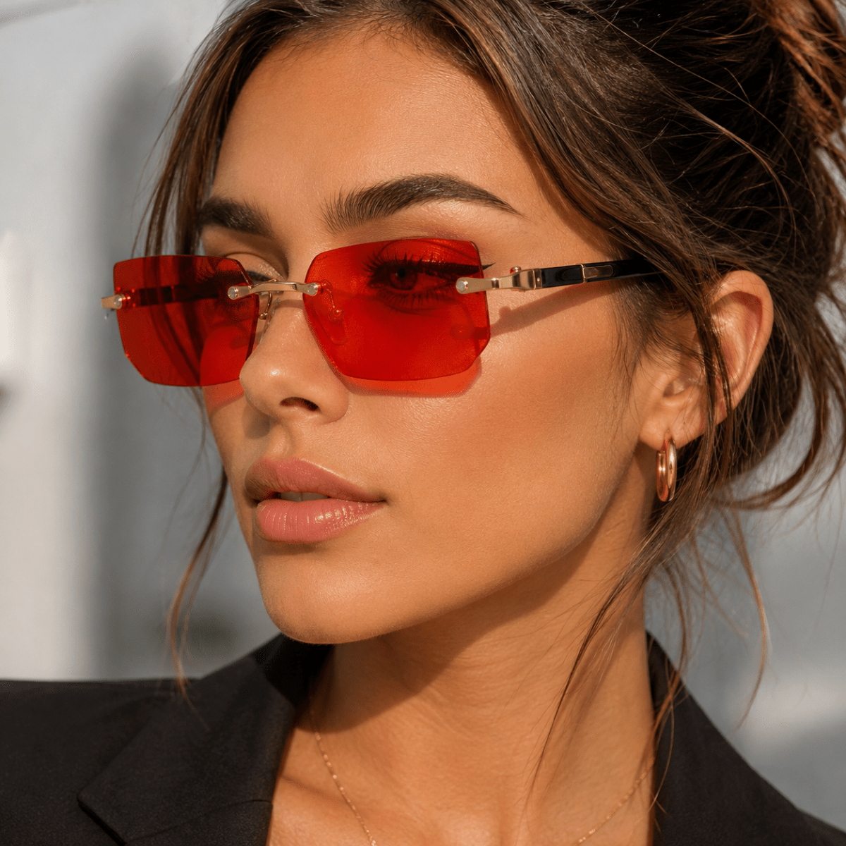Rectangular Sunglasses UV400, Rimless Sunglasses for Driving and Travel, Frameless Glasses with UV Protection_03