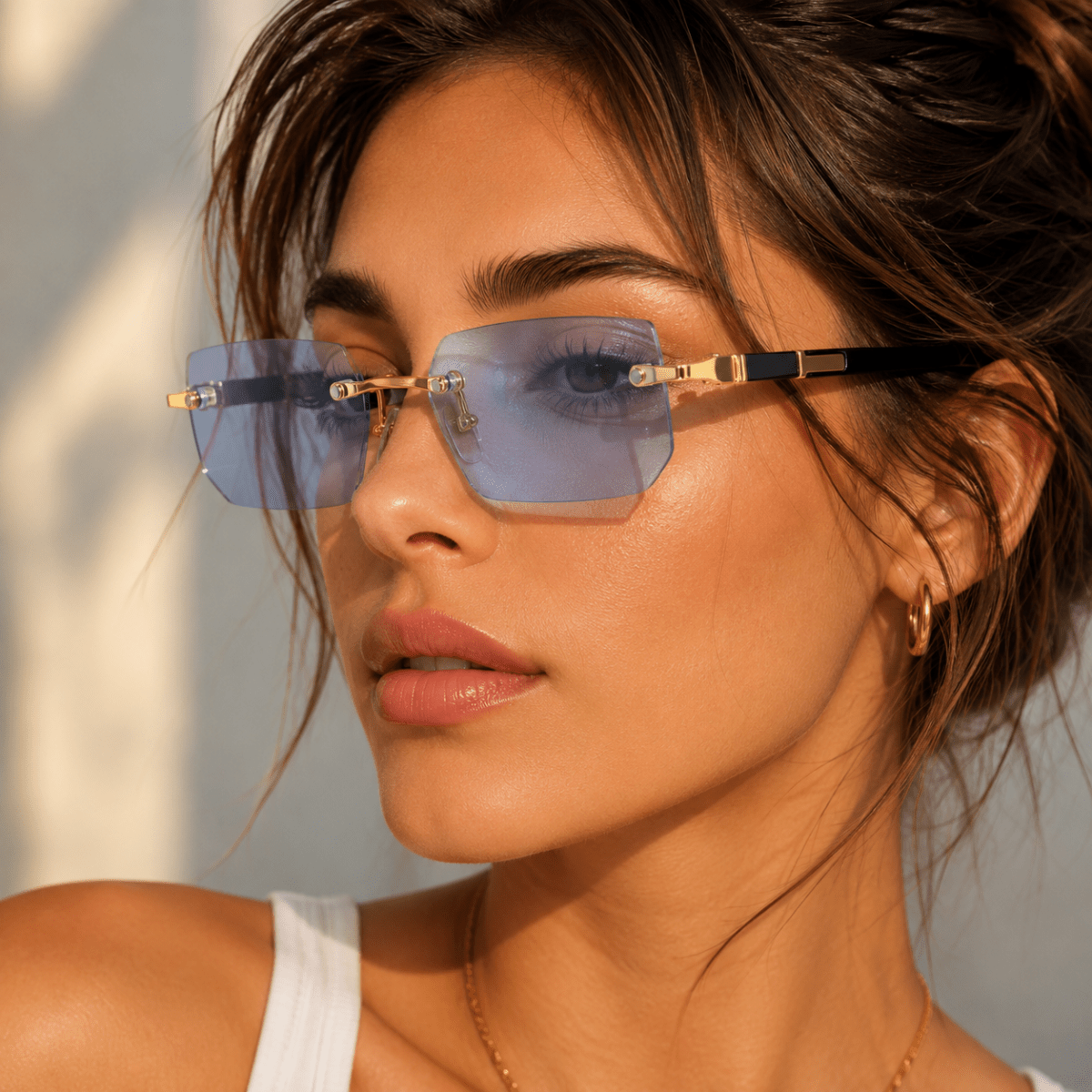 Rectangular Sunglasses UV400, Rimless Sunglasses for Driving and Travel, Frameless Glasses with UV Protection_05