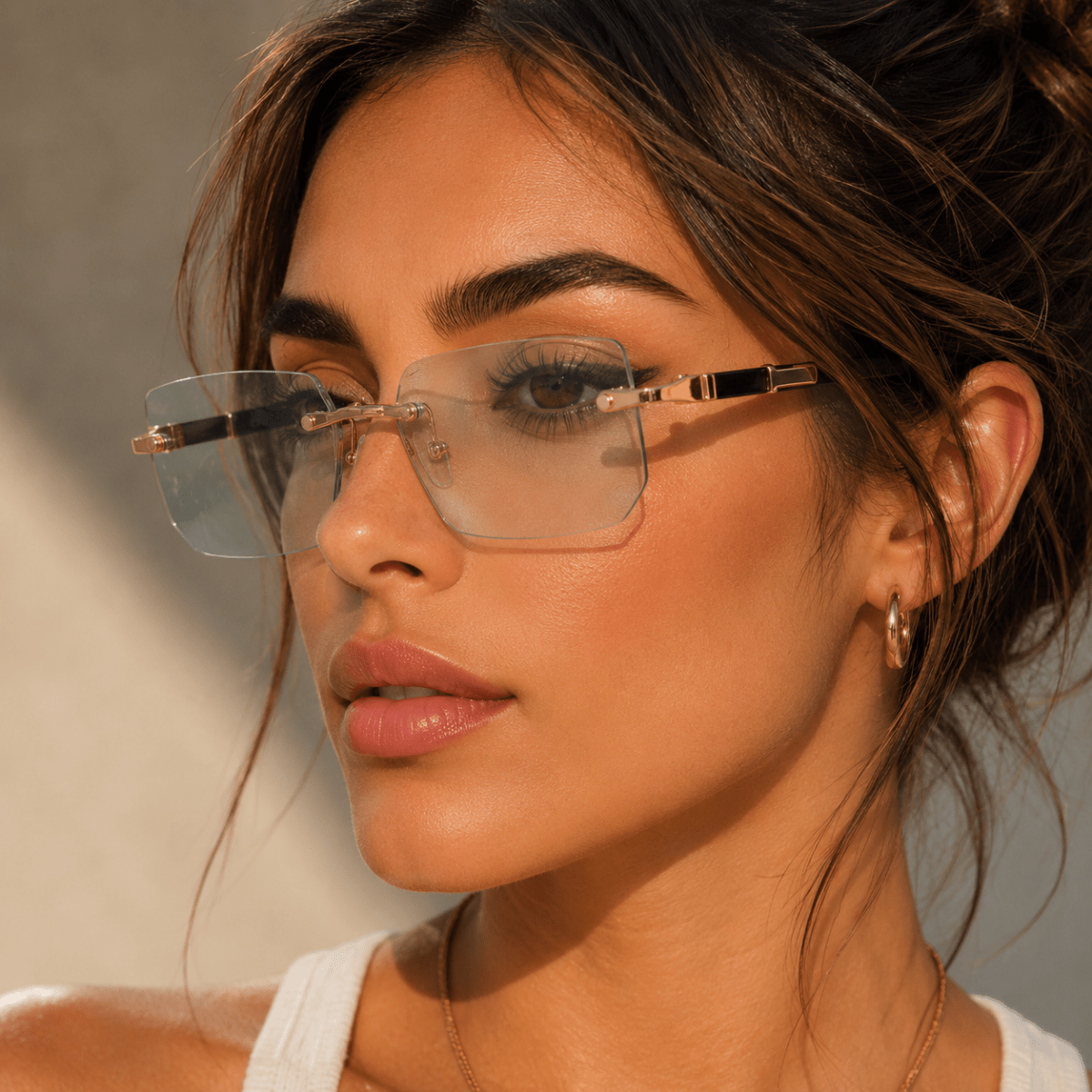 Rectangular Sunglasses UV400, Rimless Sunglasses for Driving and Travel, Frameless Glasses with UV Protection_07