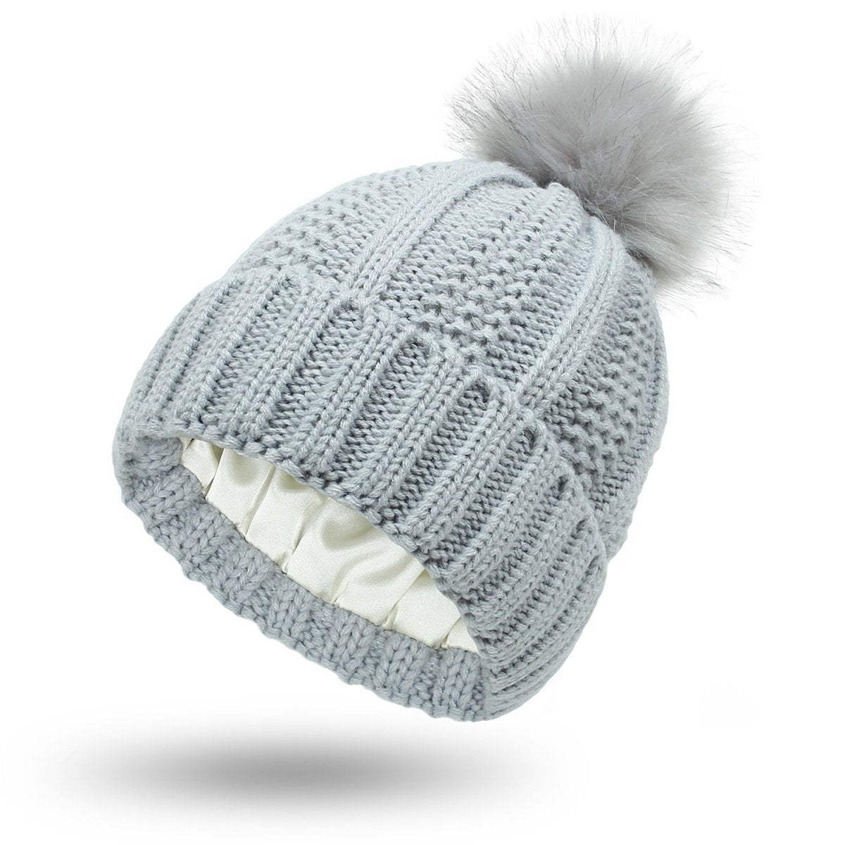 Beanie Hats with Silk Lining, Pom Pom Bobble Hat – image 8