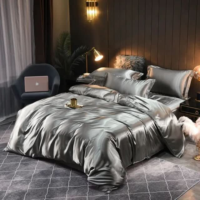 Duvet Cover Bedding Set with Sheet and Pillowcases, Plain Duvet Set in Soft Polyester – image 6