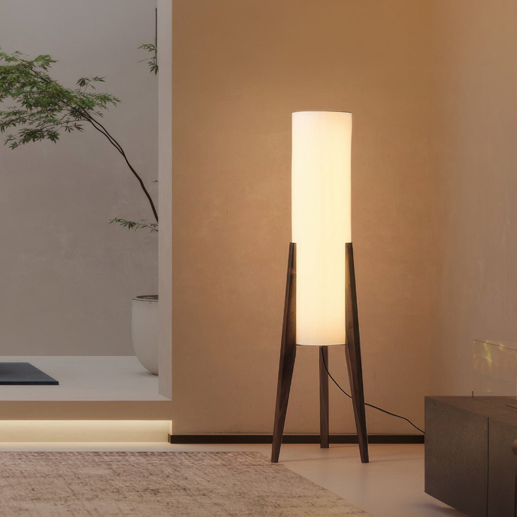 Living Room Floor Lamps, Wooden Floor Lamp with Dimmable LED Light, Scandinavian Standing Lamp with Fabric Shade_03