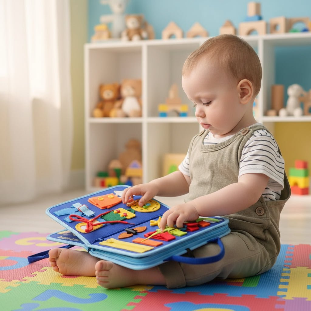 Montessori Busy Board with 15 Activities, Montessori Toys for Fine Motor Skills