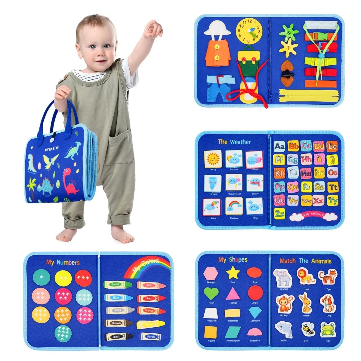 Montessori Busy Board with 15 Activities, Wooden Sensory Board for Kids – image 7