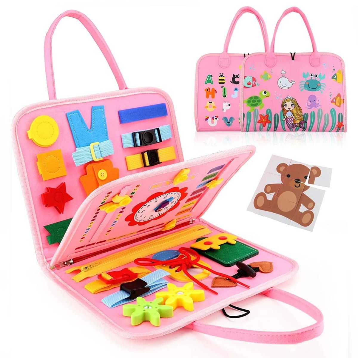 Montessori Busy Board with 15 Activities, Wooden Sensory Board for Kids – image 9