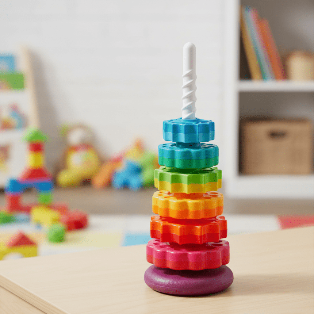Stacking Game for Toddlers, Montessori Toys for 1 Year Olds, Shape Sorter Toy, Colour Sorting Stacking Toys_00