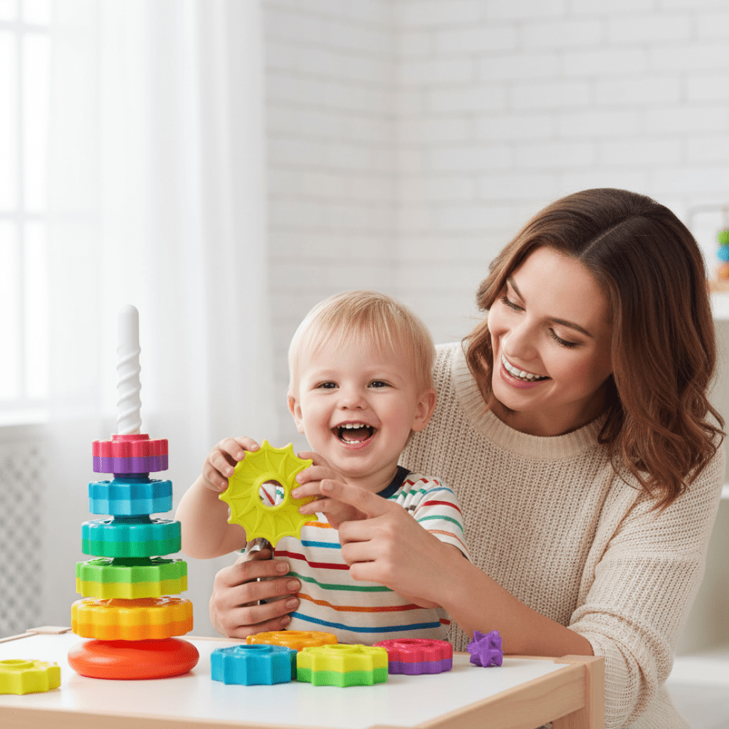 Stacking Game for Toddlers, Montessori Toys for 1 Year Olds, Shape Sorter Toy, Colour Sorting Stacking Toys_01