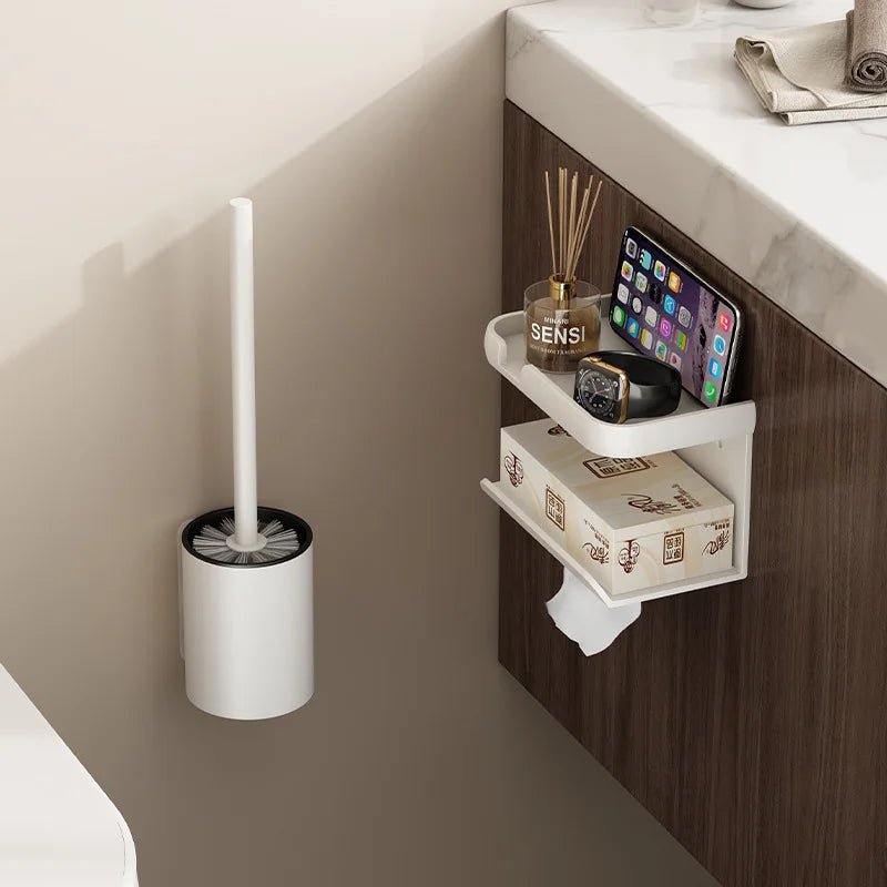Toilet Brush and Holder, Wall Mounted Toilet Brush Holder No Drill, Aluminium Loo Brush Set, Bathroom Accessories_02