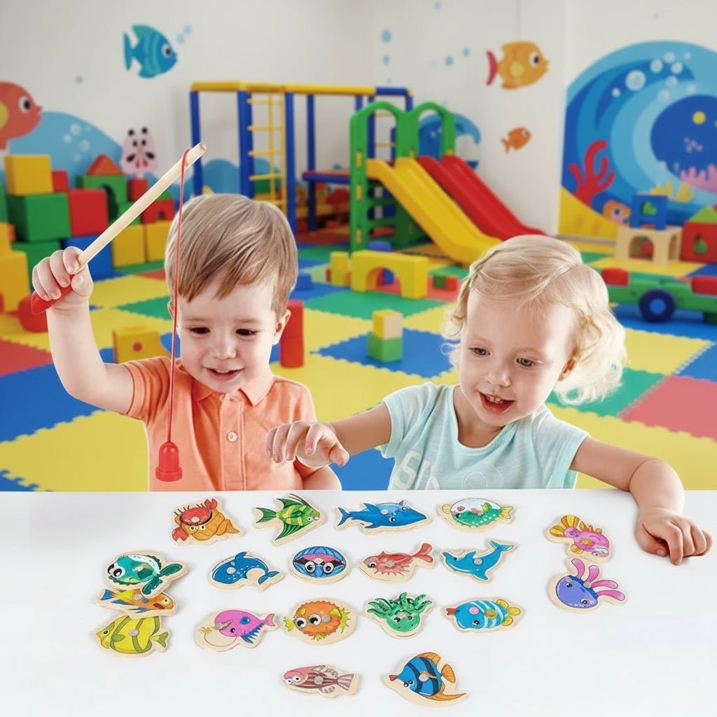 Magnetic Fishing Game with Rods, Montessori Wooden Toys, Montessori Toys for 3 Year Olds, Fine Motor Skills Toys