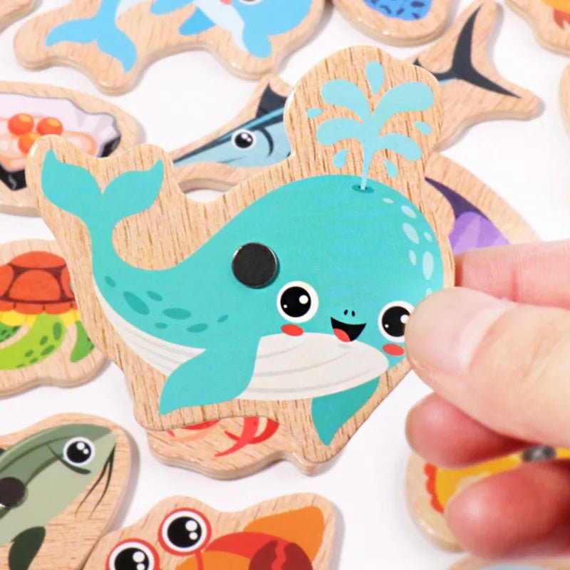 Magnetic Fishing Game with Rods, Montessori Wooden Toys