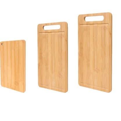 Bamboo Chopping Board Set in Small Medium and Large, Cutting Board for Meat and Bread, Antibacterial Bamboo Kitchenware_11