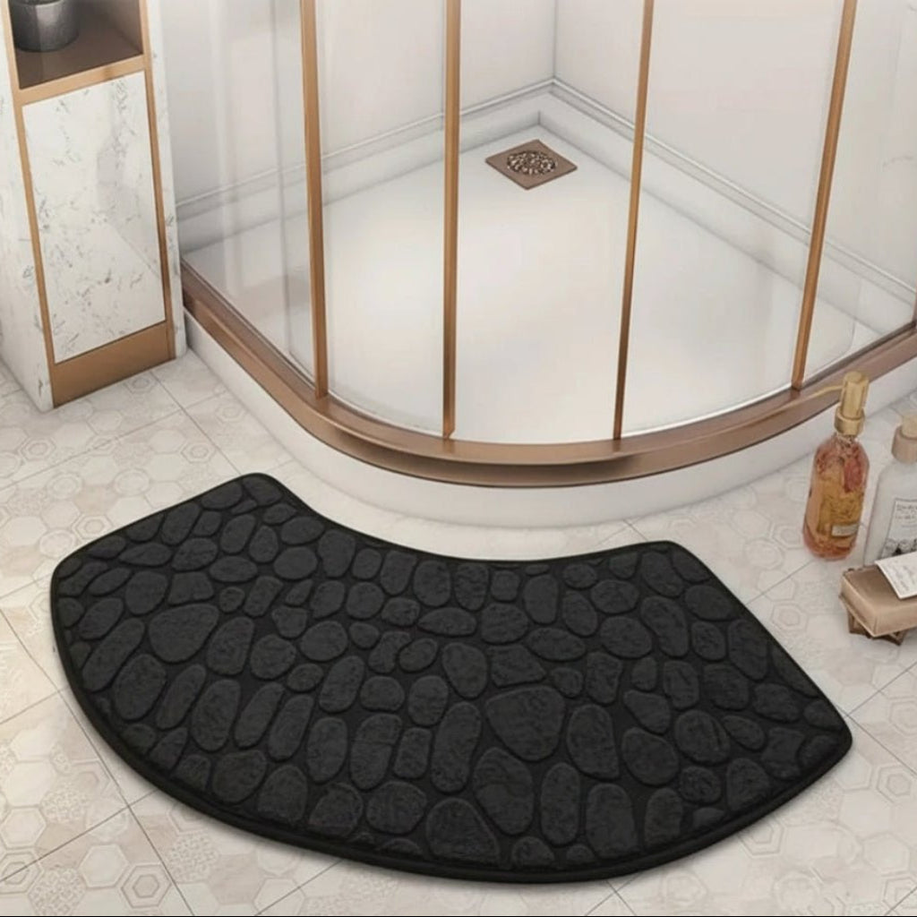 Non Slip Bath Mat, Curved Bathroom Mat for Shower, Absorbent Shower Mat, Machine Washable Bath Rug, 40 x 100 cm