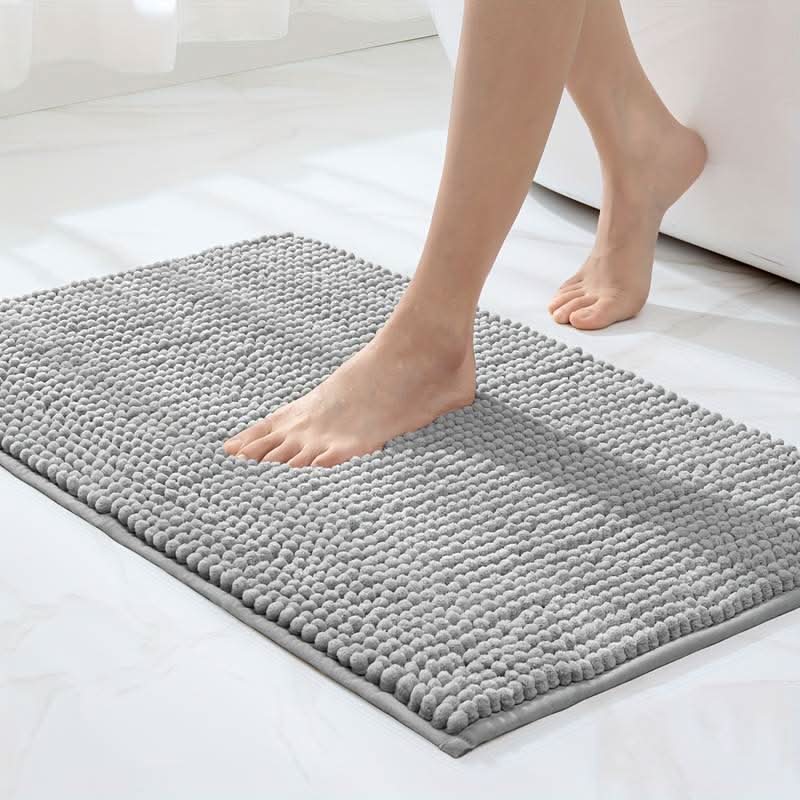 Non Slip Bath Mat, Chenille Bathroom Mat, Absorbent Bathroom Rug, Machine Washable Bath Rug with Microfibre Pile_00
