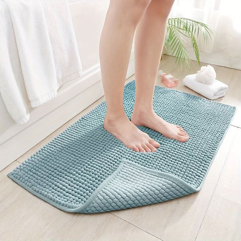 Non Slip Bath Mat, Chenille Bathroom Mat, Absorbent Bathroom Rug, Machine Washable Bath Rug with Microfibre Pile_02