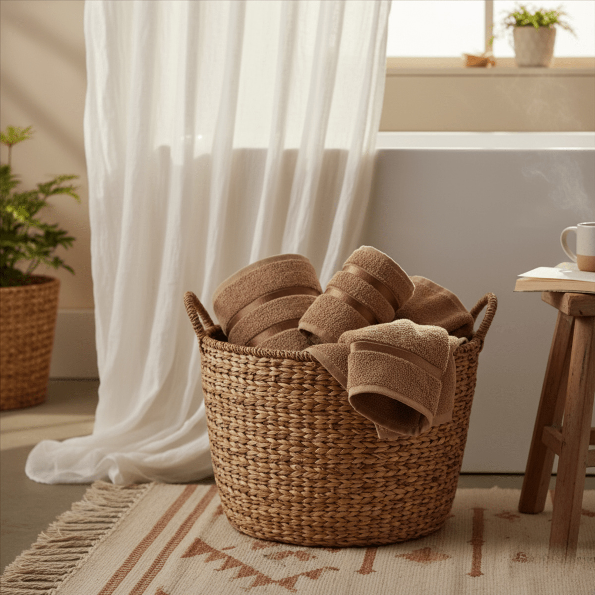 Bathroom Towels, 100% Cotton Hand Towels 50 x 90 cm, Face Towel Set of 4 with Fabric Bag_02