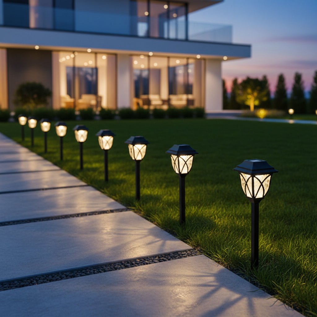 Solar Outdoor Lights, Solar Garden Lights with Ground Spike, Solar Path Lights for Driveway and Garden Lighting