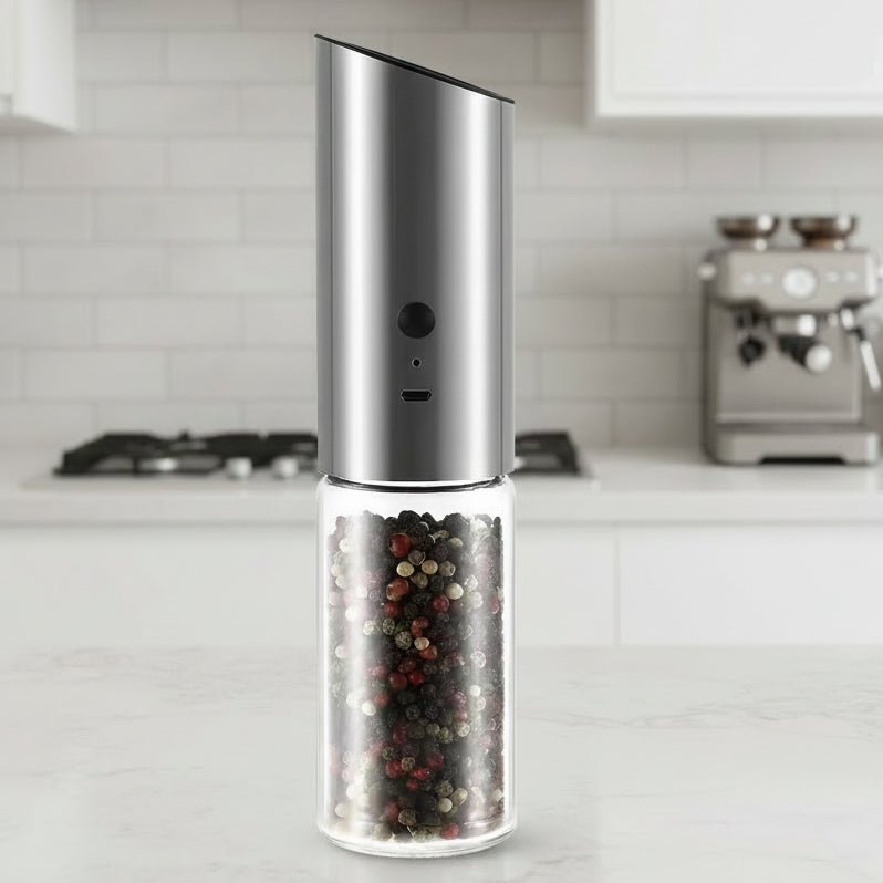 Electric Pepper Mill Rechargeable, Stainless Steel Pepper Grinder, Adjustable Peppercorn Mill, Kitchen Accessories