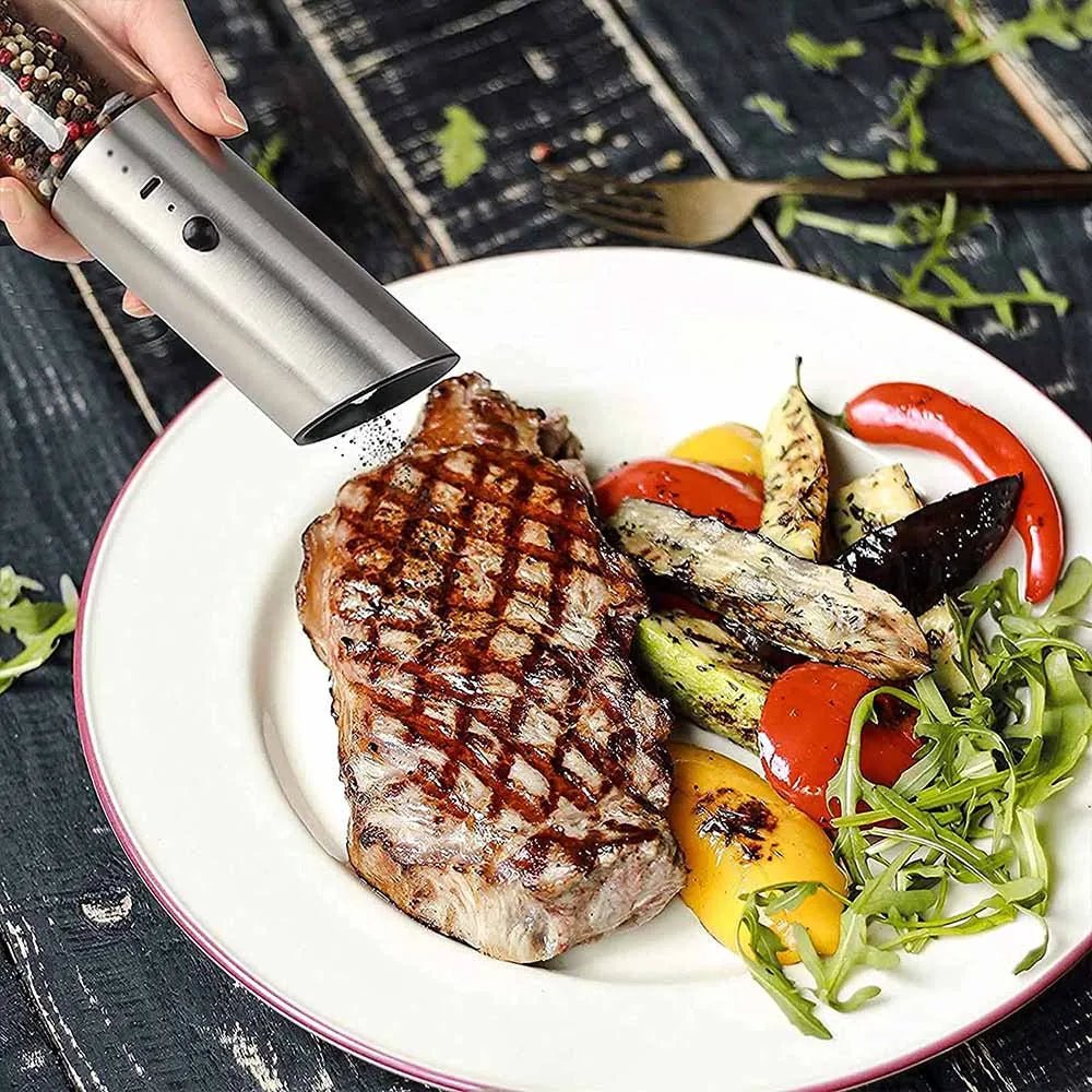 Electric Pepper Mill Rechargeable, Stainless Steel Pepper Grinder