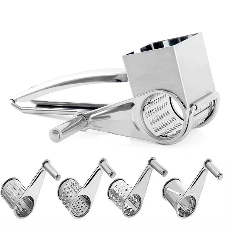 Rotary Cheese Grater, Stainless Steel Parmesan Grater with Interchangeable Drums, Vegetable Shredder for Nuts_09