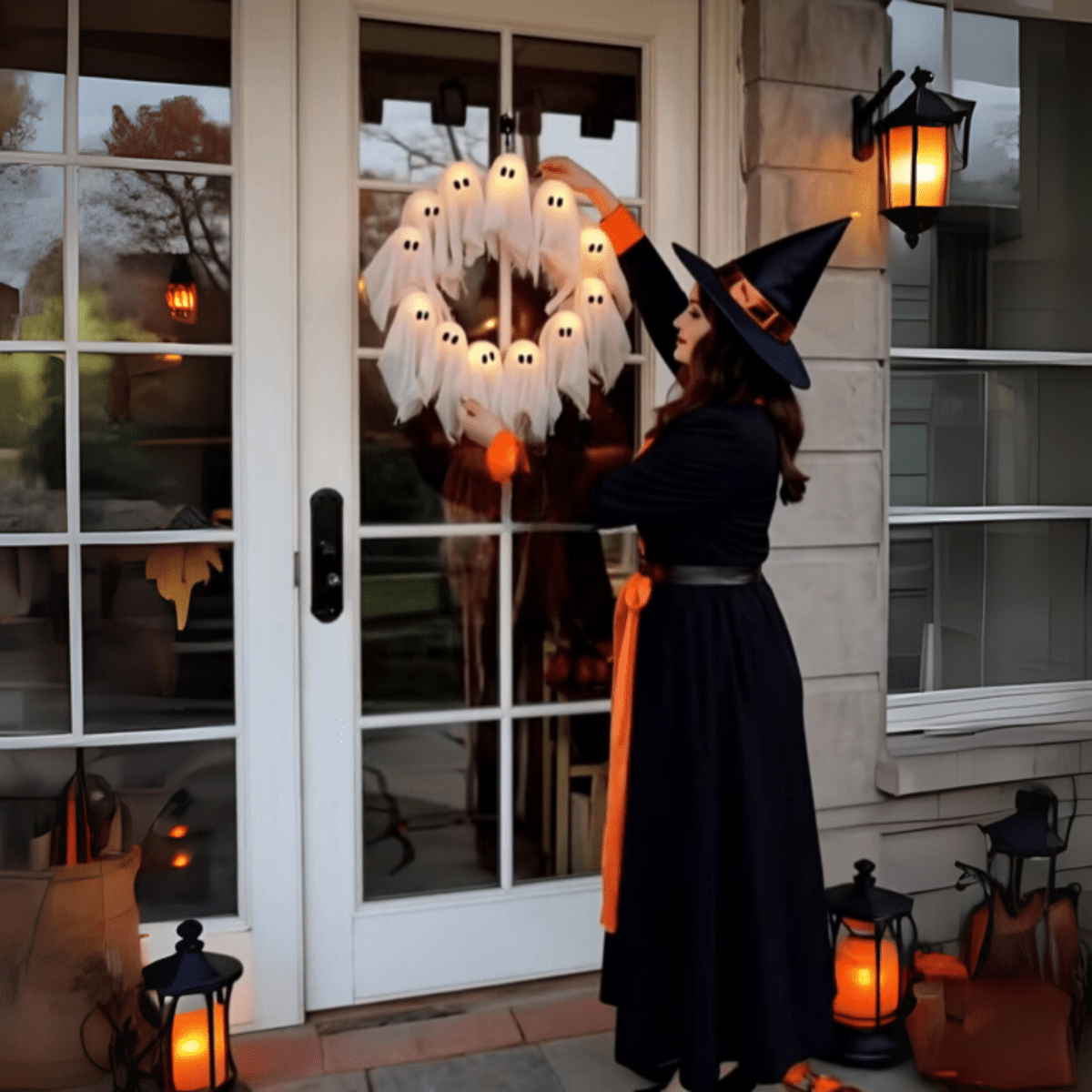 Halloween Door Wreath, LED Halloween Wreath, Light Up Wreath for Doors and Rooms, Spooky Halloween Decorations_03