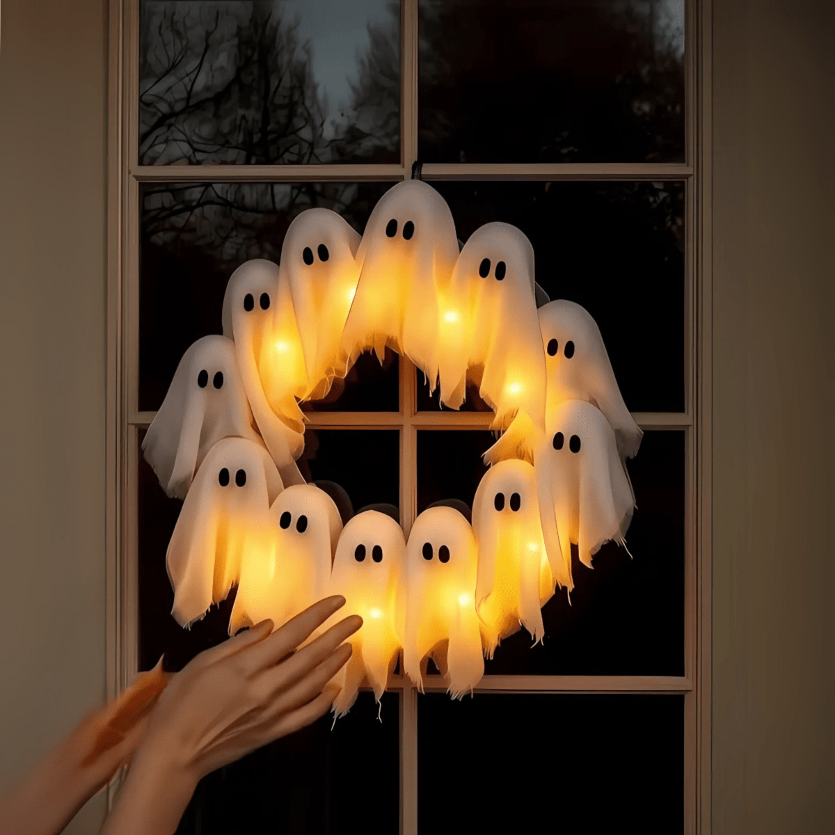Halloween Door Wreath, LED Halloween Wreath, Light Up Wreath for Doors and Rooms, Spooky Halloween Decorations_04