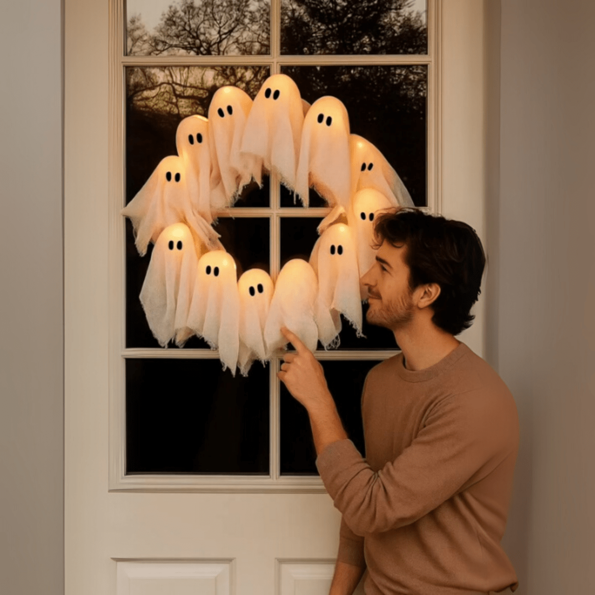 Halloween Door Wreath, LED Halloween Wreath, Light Up Wreath for Doors and Rooms, Spooky Halloween Decorations_05