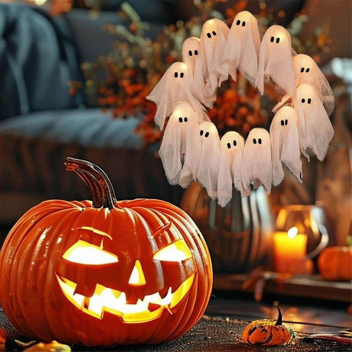 Halloween Door Wreath, LED Halloween Wreath, Light Up Wreath for Doors and Rooms, Spooky Halloween Decorations_07