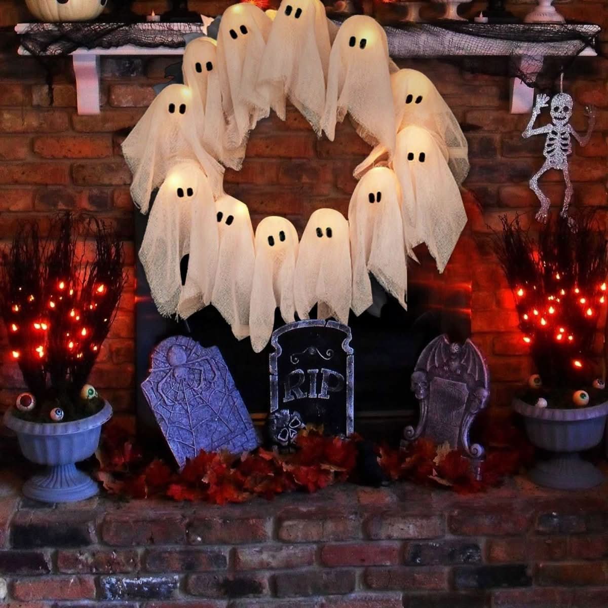 Halloween Door Wreath, LED Halloween Wreath, Light Up Wreath for Doors and Rooms, Spooky Halloween Decorations_08