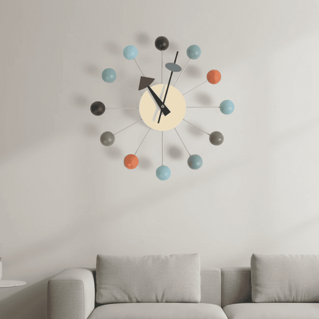 Wall Clocks for Living Room, Silent Sunburst Wall Clock 32 cm, Modern Wall Decor for Bedroom and Hallway