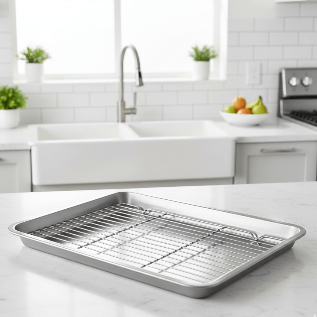 Baking Tray with Rack, Stainless Steel Baking Tray Set with Removable Cooling Rack, Oven Tray for Roasting and Baking_00
