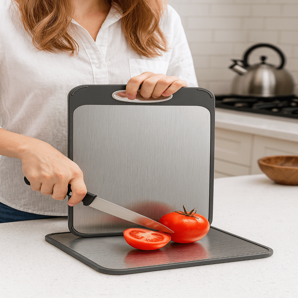 Stainless Steel Chopping Board, Double Sided Metal Cutting Board for Meat and Vegetables, Kitchen Chopping Board